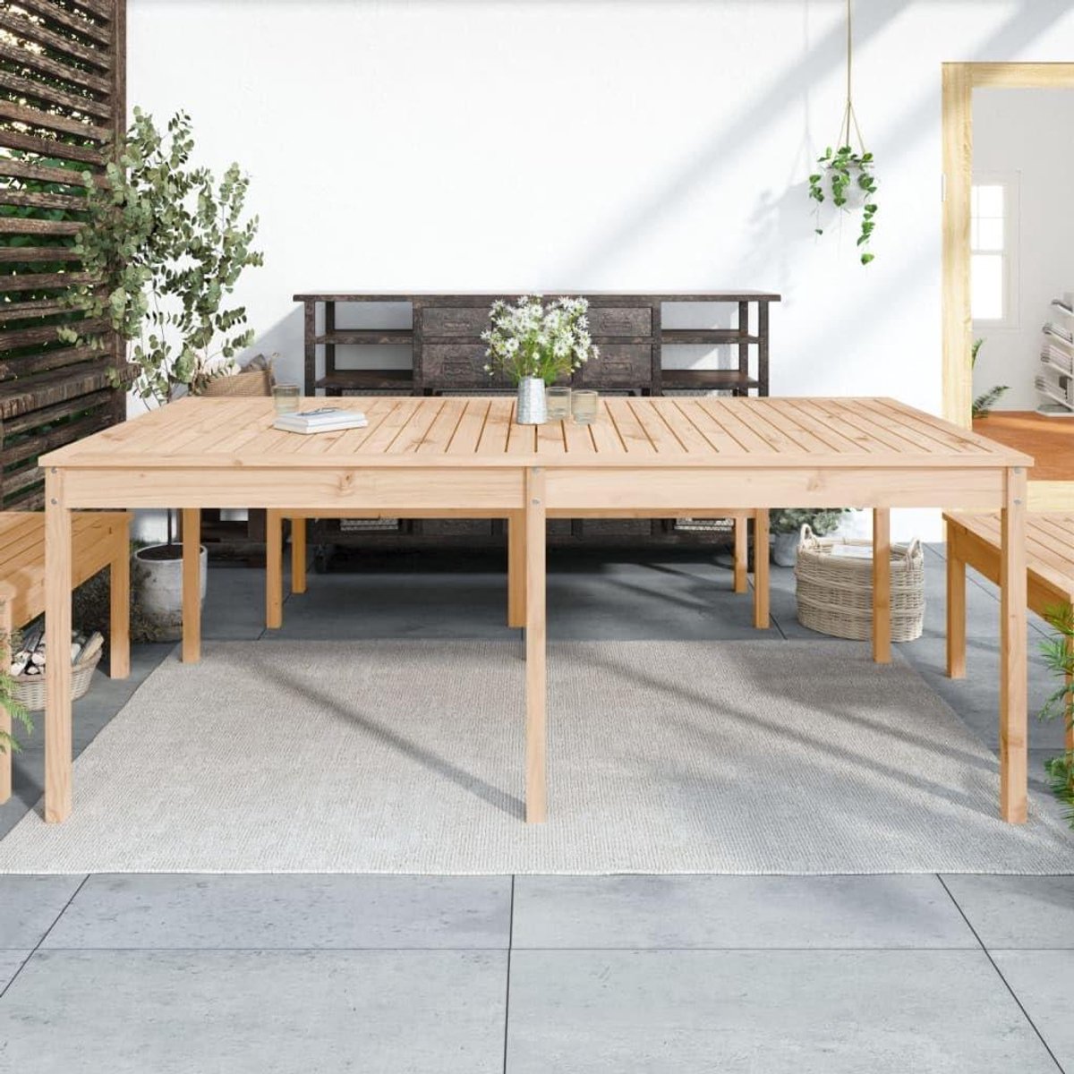 Massief Houten Tuintafel - Outdoor Tafel Grenen - Buiten Eten - Robuust Houten Frame