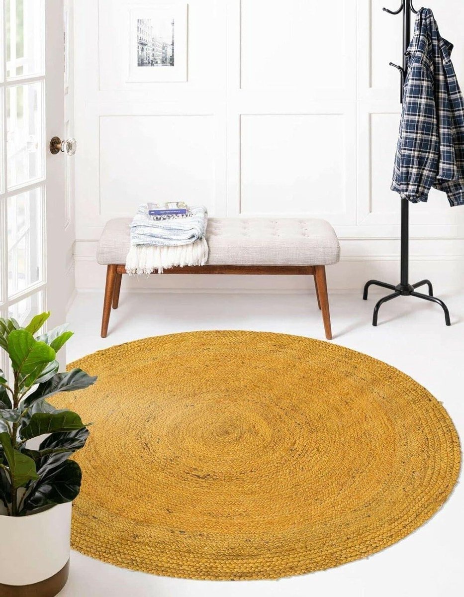 Jute vloerkleed - Rond tapijt Boho kleed - Woonkamer decoratie - Handgevlochten textuur -