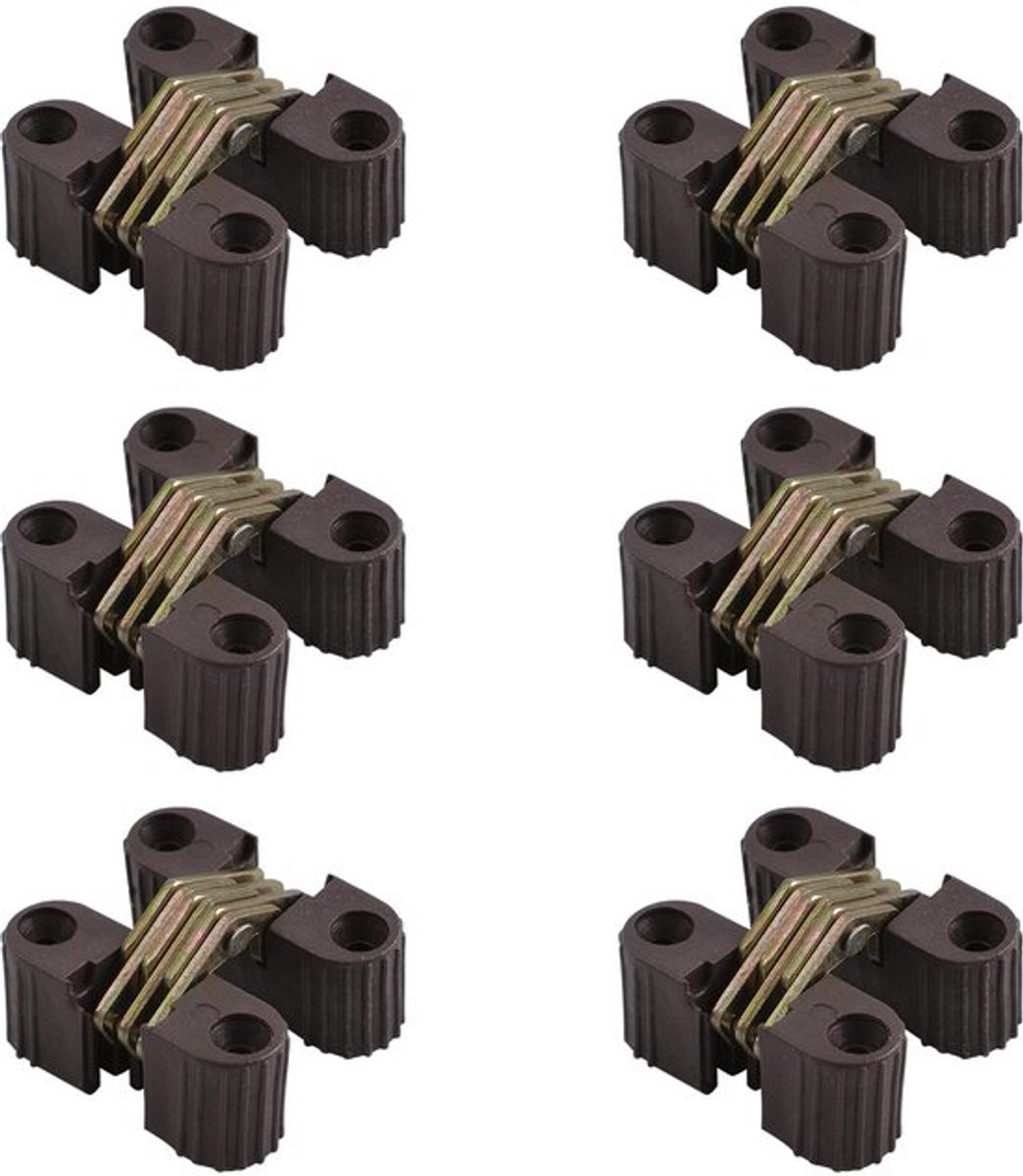 Verborgen scharnieren, 6PCS plastic opvouwbare onzichtbare barrel kruis scharnier 180 graden kruis scharnier onzichtbaar verborgen kruisdeurscharnier meubelhardware