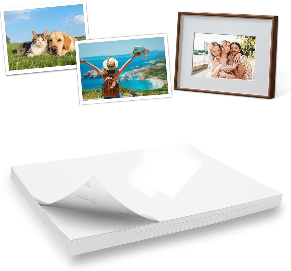 Glanzend A4 fotopapier 230 g/m², 60 vellen, sneldrogend hoogwit voor inkjetprinters, ideaal voor foto's en presentaties