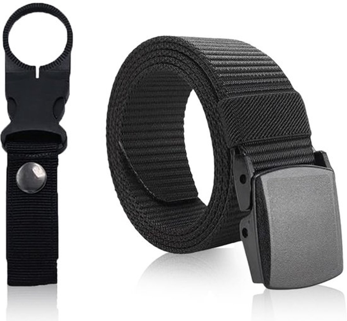 Werkriem Verstelbaar - Nylon Werkriem - Riem Heren - Riem zonder Gaten - Waterflesclip - Eén Maat 130 cm x 38 mm