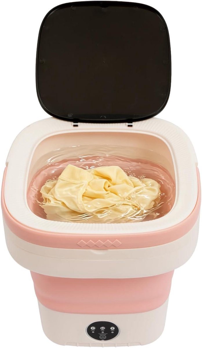 Mini wasmachine Draagbaar opvouwbaar Kleine wasjes doen Met centrifuge 12 liter Roze