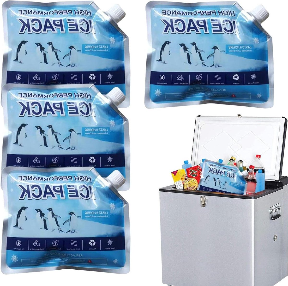 Koelelementen - IJspakken - Lunch koel houden - Opvouwbaar en herbruikbaar - 4 stuks 350 ml - Niet gespecificeerd