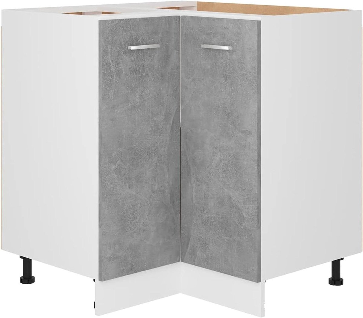 Hoekkast Keuken - Onderkast Kast - Keuken Organiseren - Twee Deuren - 75 cm - Betongrijs