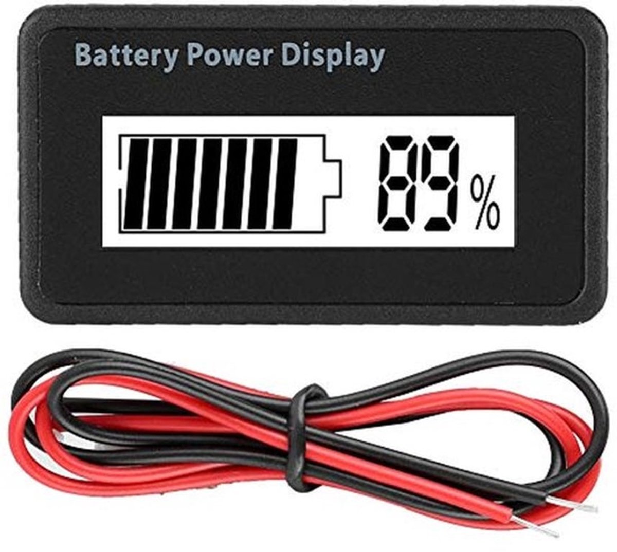 Mini-batterijcapaciteitsindicator met lcd-display, universele batterijspanningsmeter voor 12V-48V, zeer nauwkeurige voltmeter met beveiliging tegen omgekeerde polariteit (wit)