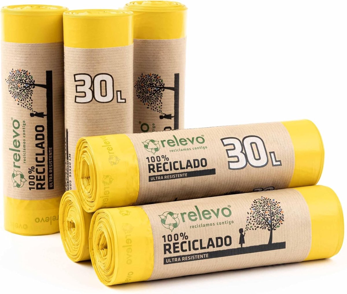 Gerecyclede Vuilniszakken - 100% Gerecycled Materiaal - Extra Sterk - 30 L - Voor Huishoudelijk Gebruik