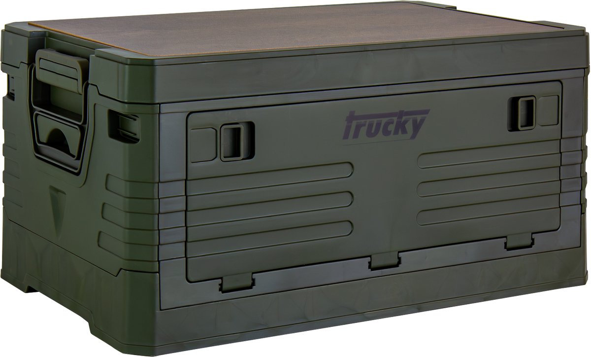 Campingbox met deksel, opbergbox, 35 L, vouwbox, inklapbaar, 48 x 30 x 24 cm, groen, Trucky