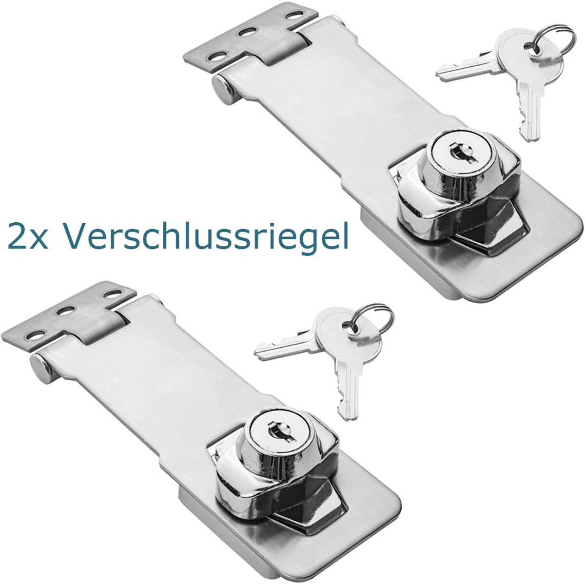 2x Vervangend slot / vergrendeling voor truckkist, met kraag – Roestvrijstalen vervangend hangslotscharnier / deurschuif, afsluitbaar Trucky