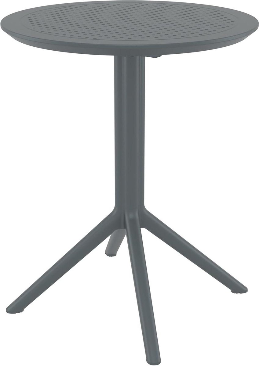 Klaptafel Rond - Tuinameubelen Balkontafel - Buiten Zitten - Weerbestendig Materiaal - 60 x 60 x 74 cm - Donkergrijs
