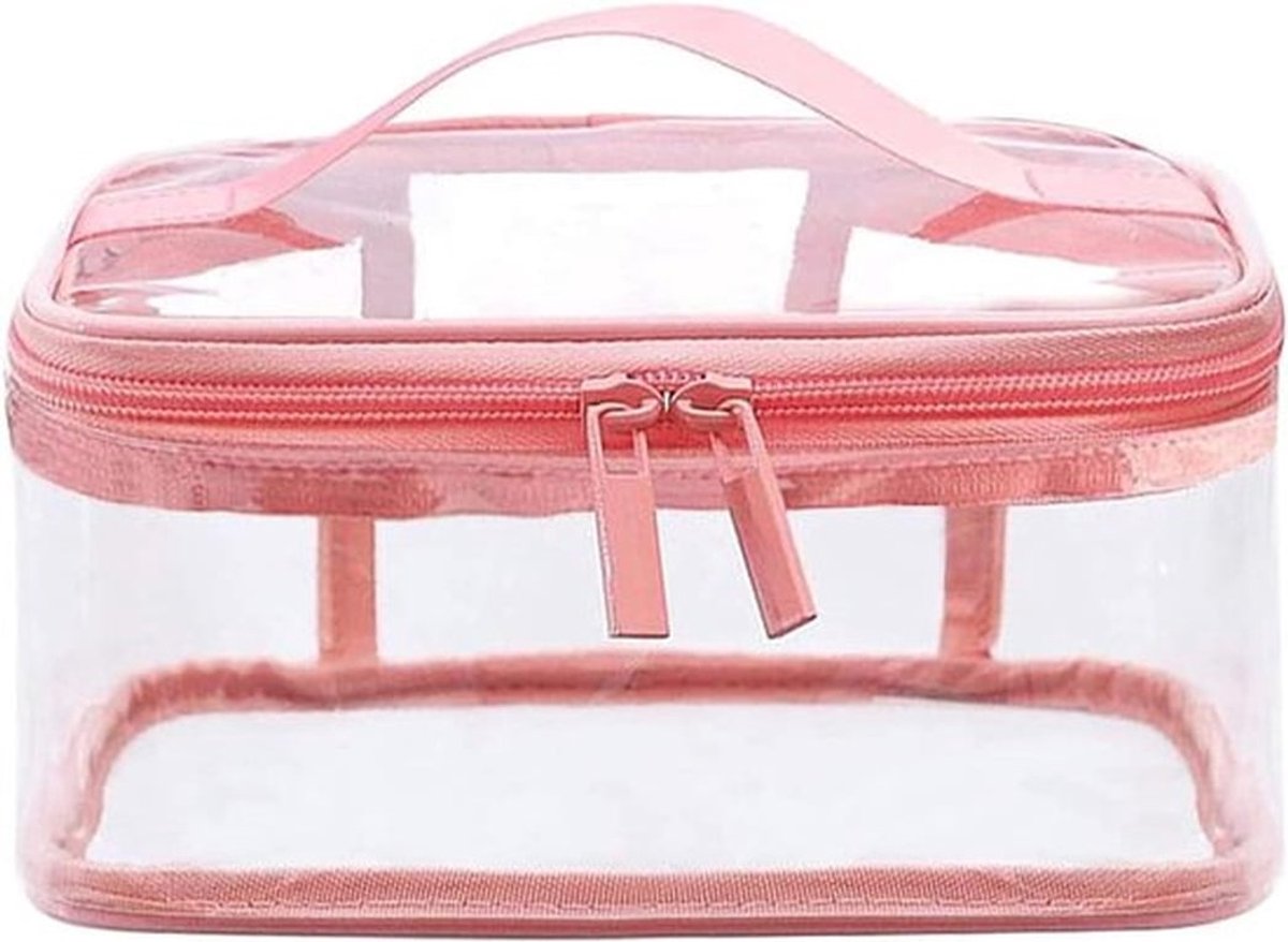 - Transparante Toilettas - Make-uptas - Waterdicht - Riem en Rits - Cosmetische Opslag - Geschikt voor Vakantie en Thuisgebruik - Diverse Kleuren
