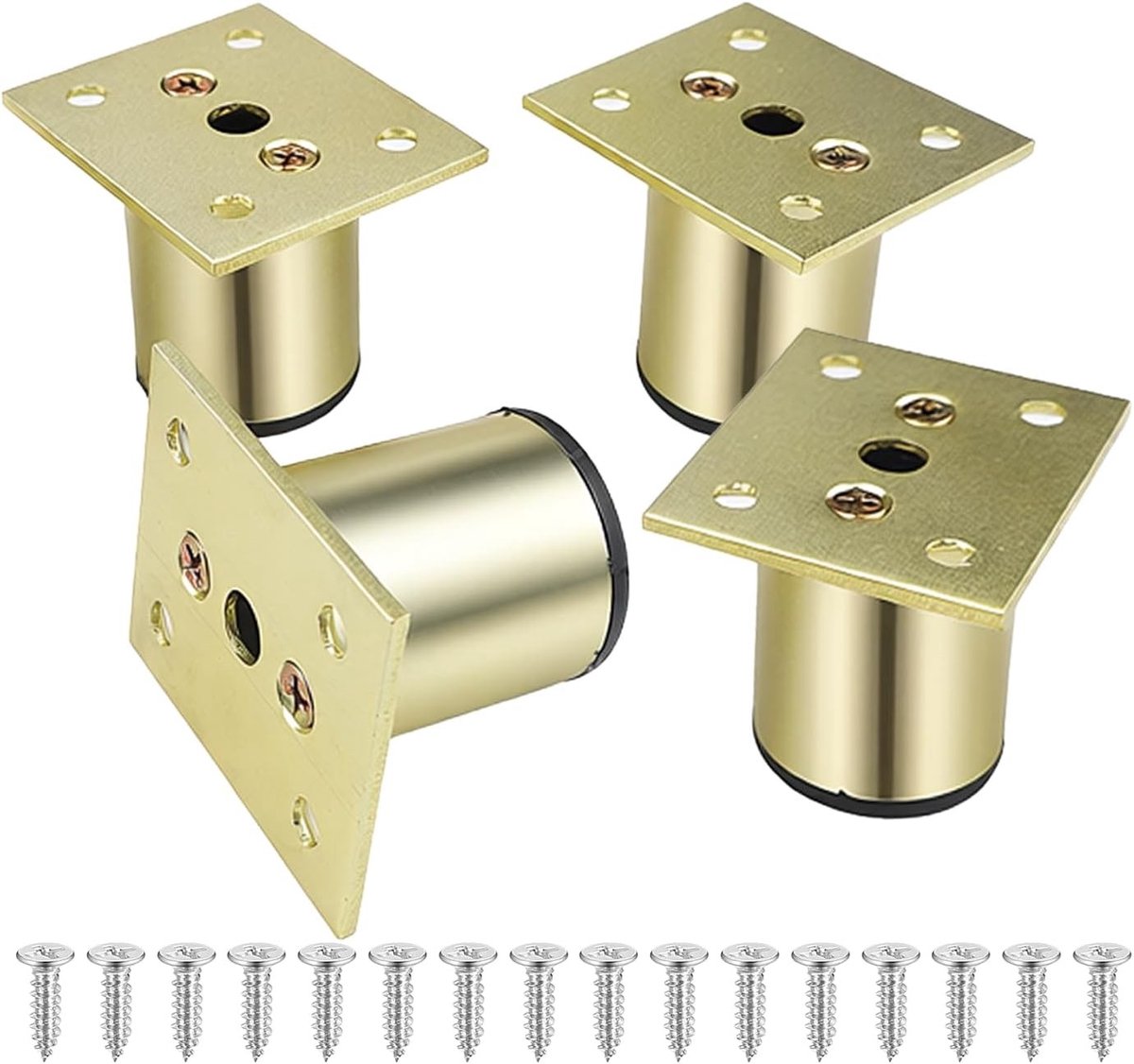Verstelbare Aluminium Meubelpoten - 4 Stuks, 5 cm Hoogteverstelling voor Kast, Bed en Tafel (Goudkleur)
