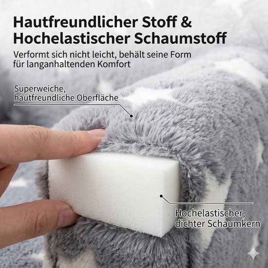 HAUSS SPOLE Kinderfauteuil - Zachte Kindersofa Met Armleuningen, Draaggreep En Afneembare Hoes - Voor Kinderkamer En Speelhoek - Stof Grijs Met Sterren van HAUSS SPOLE — afbeelding 5