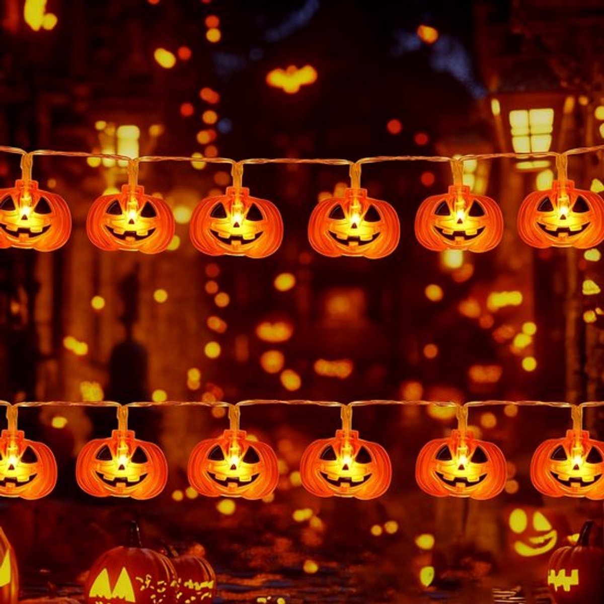 1,5 m 10 LED Halloween Pompoen Spookgezicht Lichtketting