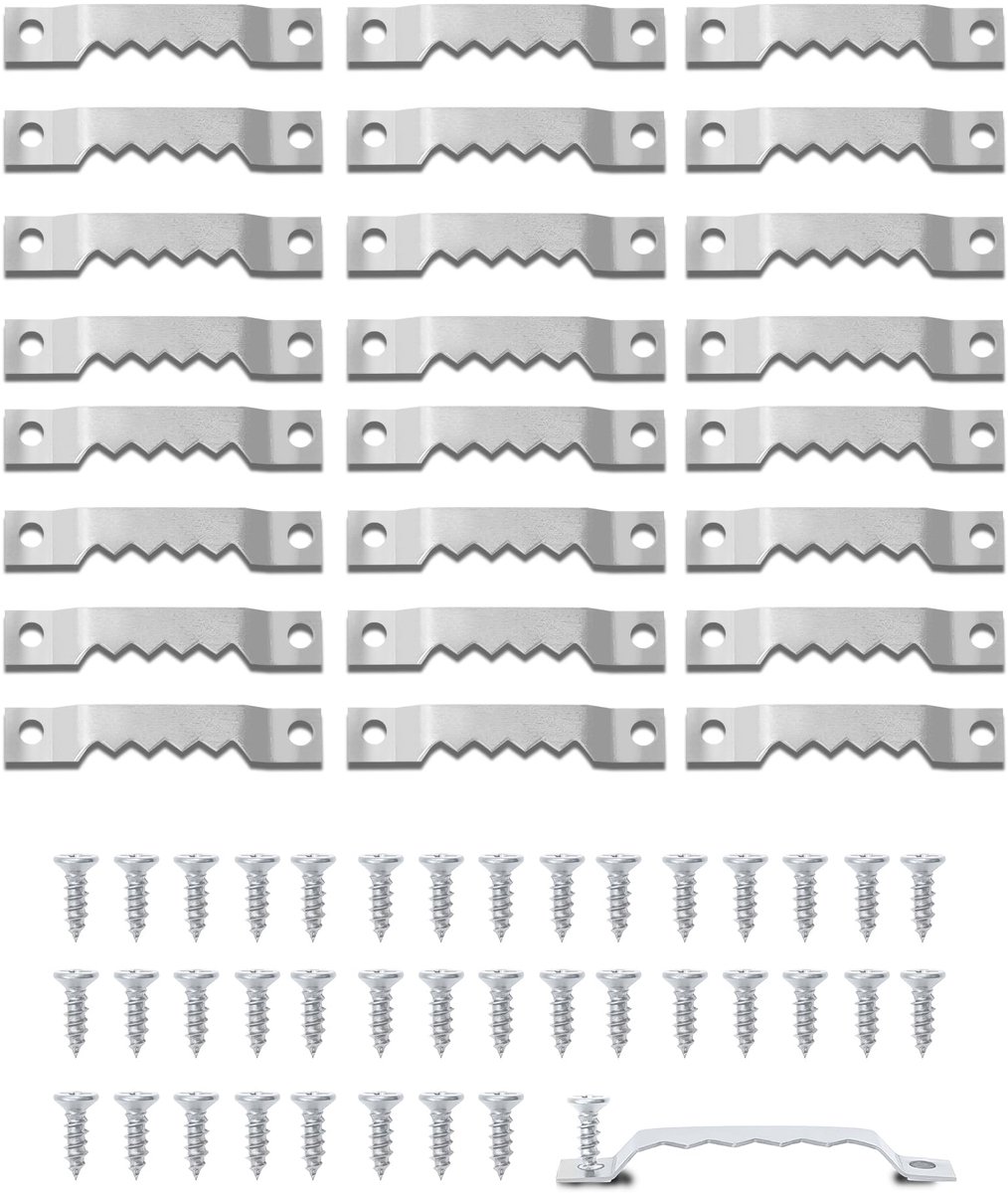 longziming -Bilderhaken - Foto Ophanghaakjes - Muurbevestiging Set - Dubbelgat Systeem - Zaagtand Ontwerp - Roestvrij Metaal - Discreet Design - Voor Zware Lijsten - 40 Stuks