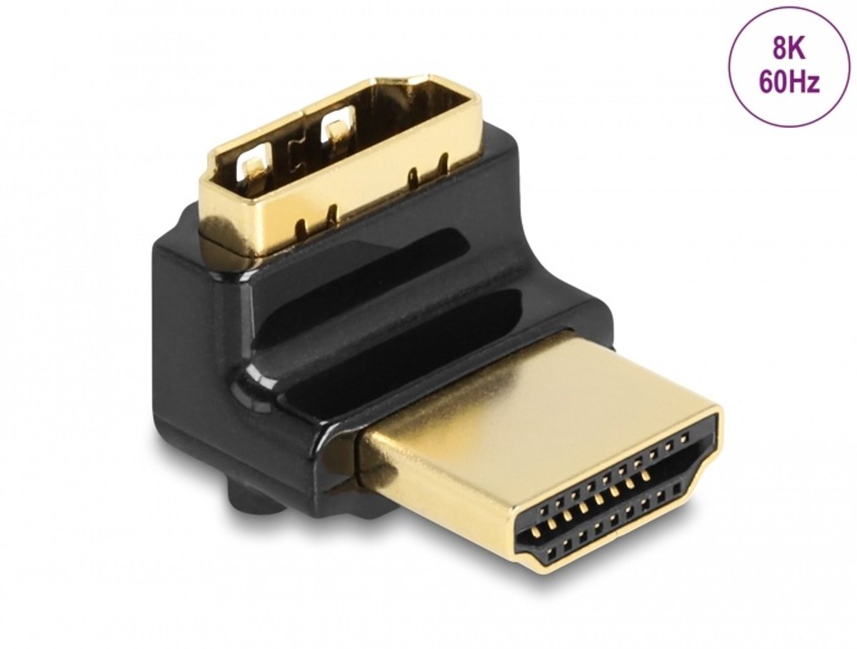 Image of Delock HDMI Adapter male to female 90° upwards angled 8K 60 Hz metal