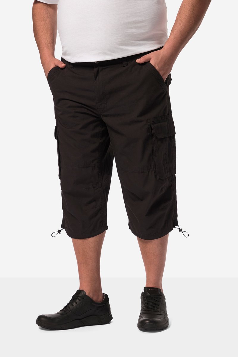 Men Plus - Heren - 3/4-cargobroek ripstop gedeeltelijk elastische tailleband - Zwart - Maat 58
