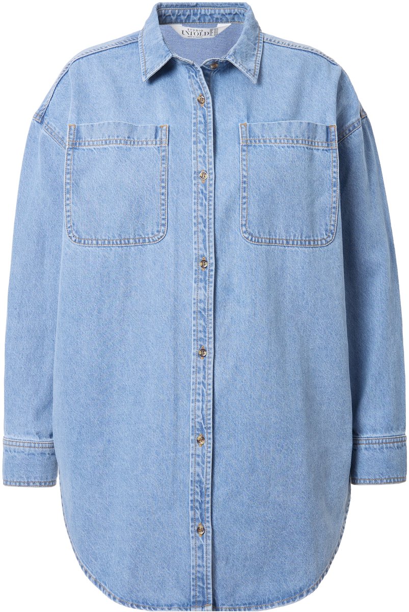 Studio Untold - Dames - Jeanshemd oversized overhemdkraag - Blauw denim - Maat 46+