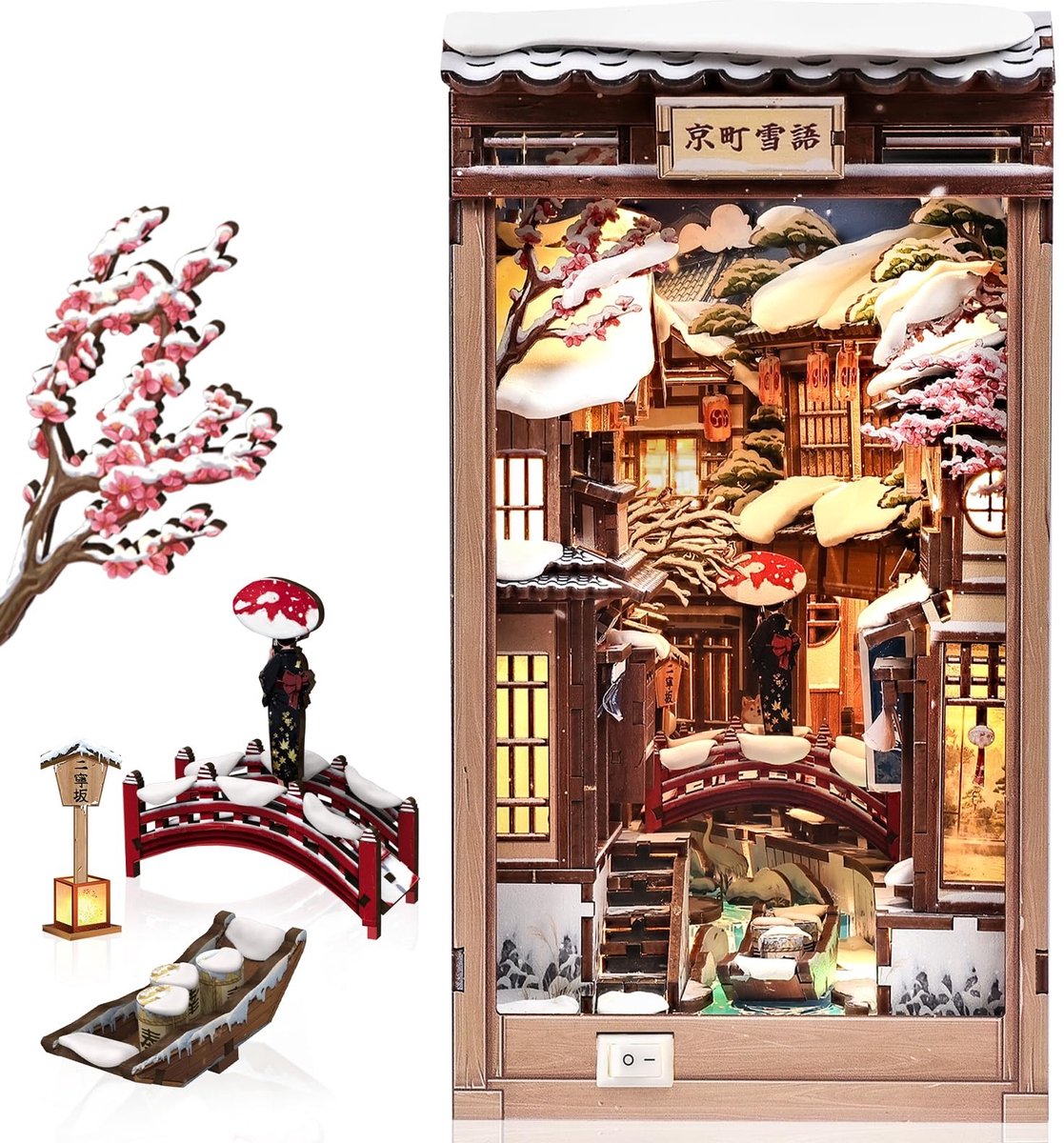 Omgoods - DIY Boek Nook Kit Kyoto met LED en 3D Houten Puzzel