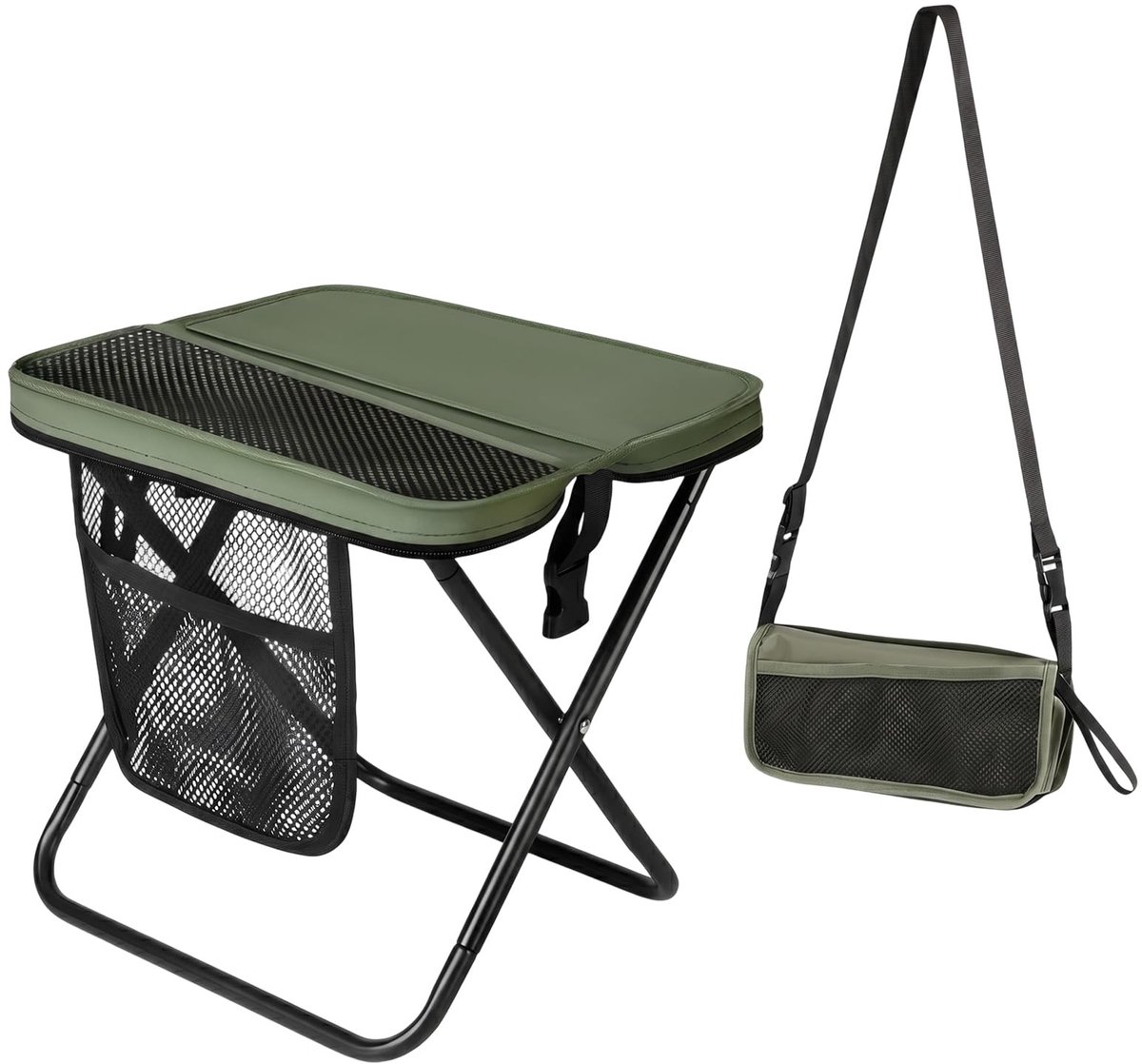Omgoods - Camping Hocker - Vouwbare stoel met opbergzak voor buiten