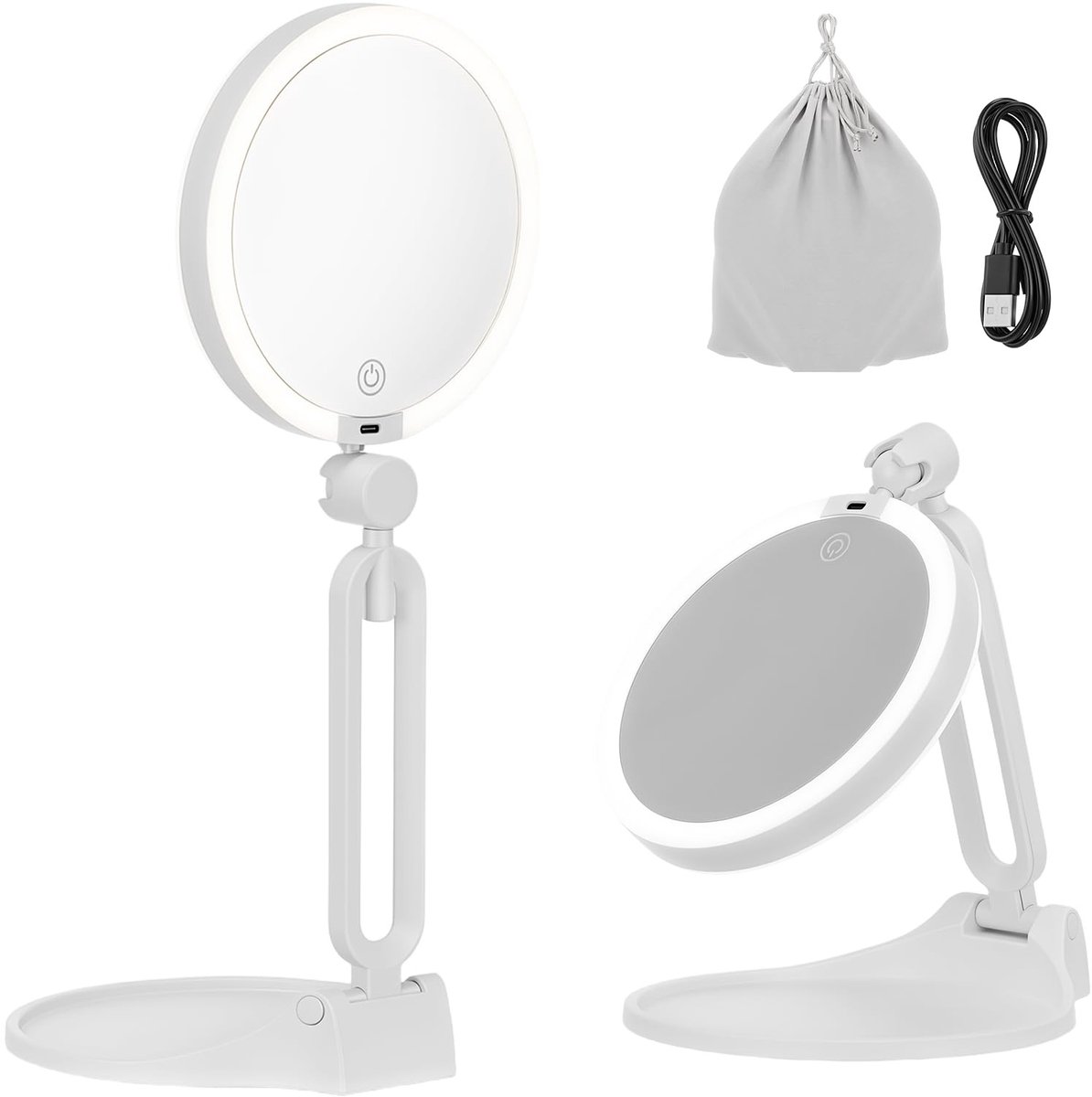 Omgoods - Vergrotende spiegel met LED-verlichting - Dubbelzijdig 10x/1x, oplaadbaar
