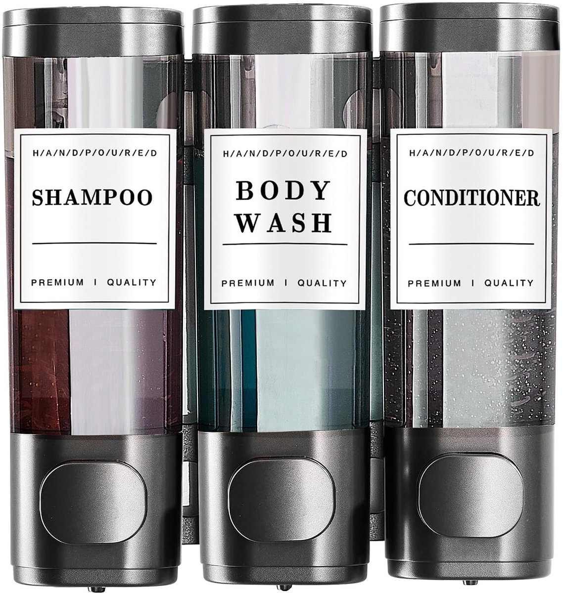 Omgoods - Wandmontage Zeepdispenser voor Shampoo en Douchegel, 3 x 300 ml