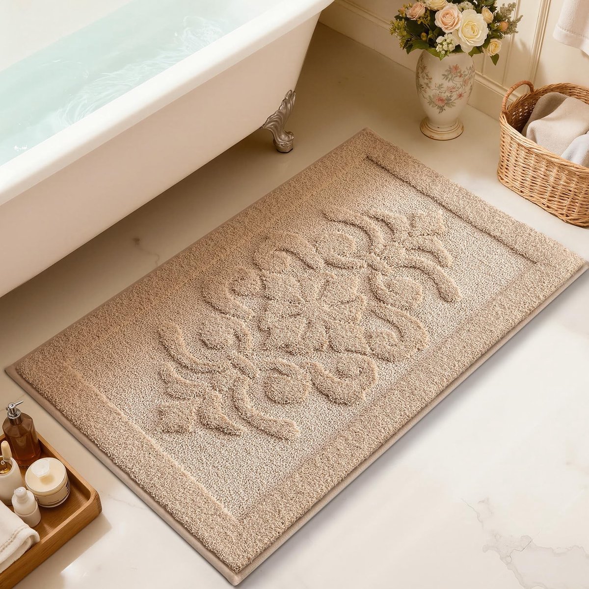 Omgoods - Ultra Absorberende Antislip Badmat, Wasbaar, 50 x 80 cm, Beige