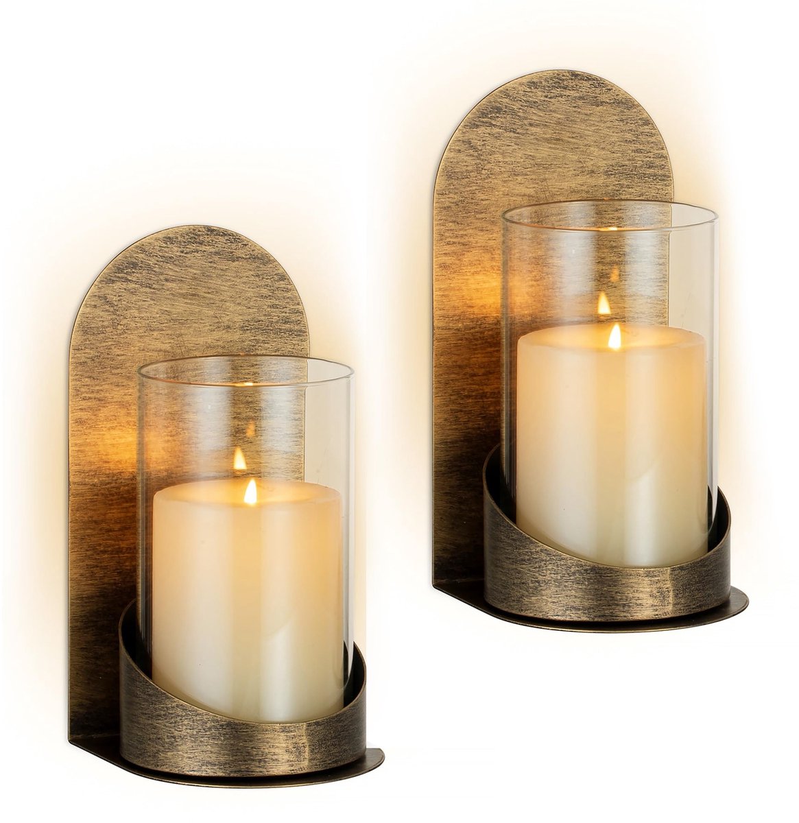 Omgoods - Set van 2 Muur Kaarsenhouders Vintage met Organ Glas