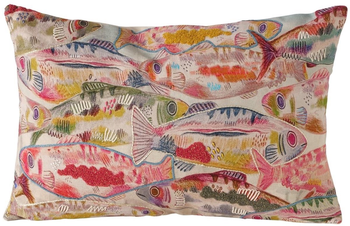 Omgoods - Decoratief Kussen met Vismotief, Handgeweven