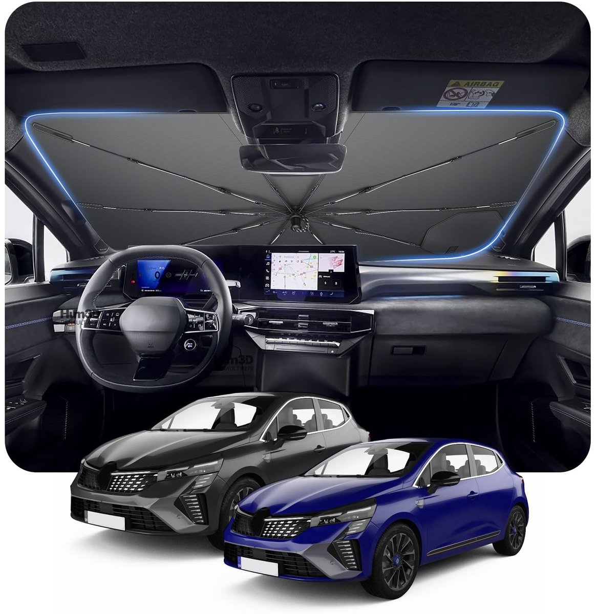 Omgoods - Zonnescherm voor Renault Clio 2020-2026 met UV- en Warmtebescherming
