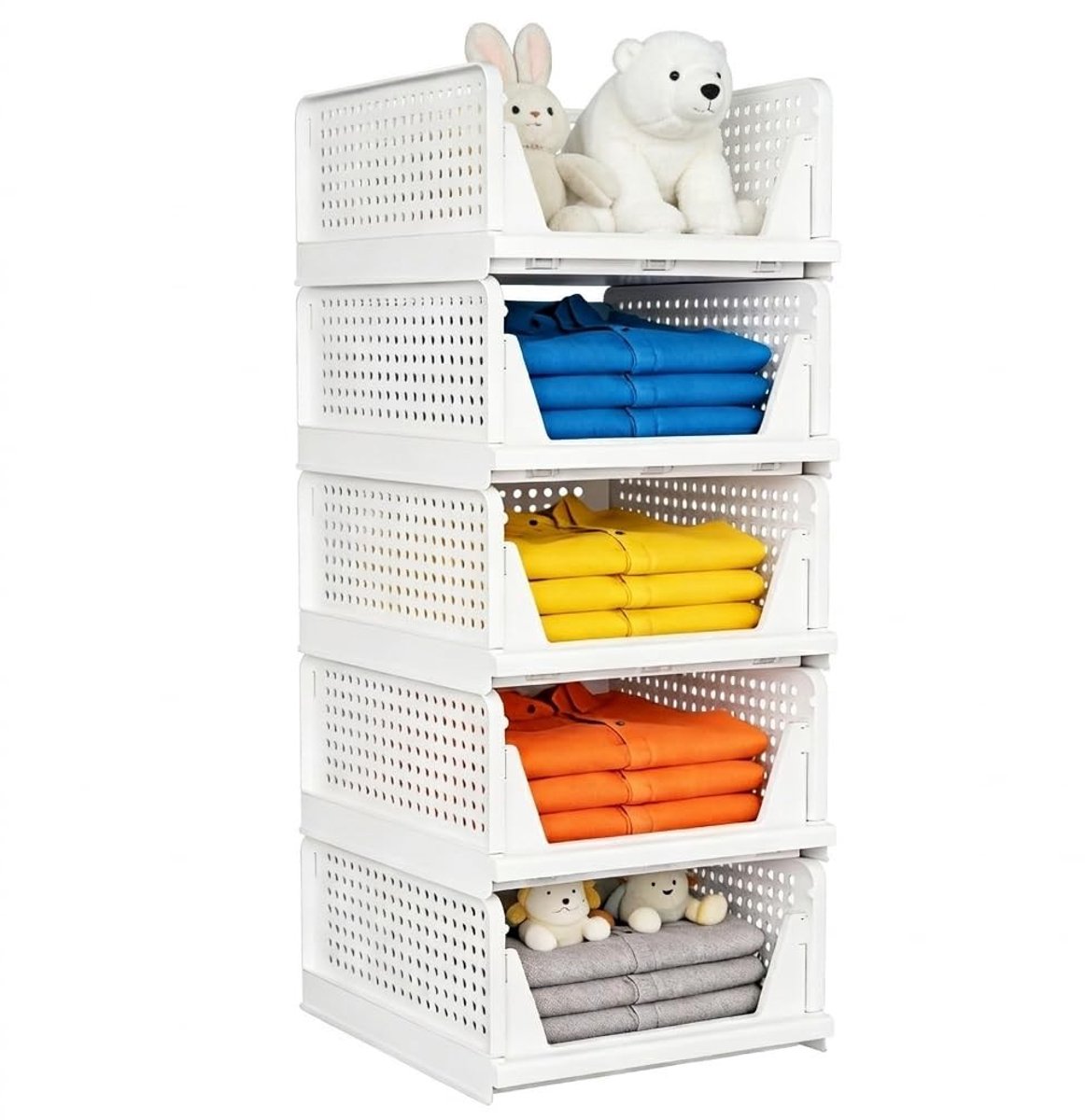 Omgoods - Vouwbare Plastic Lade Organizer voor Kasten, 5 Stuks