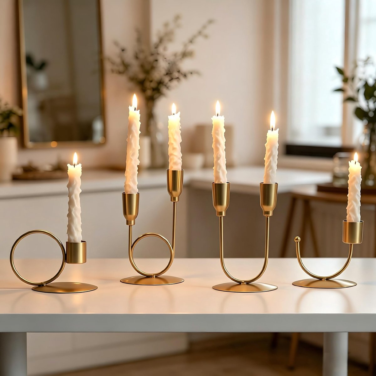 Omgoods - Set van 4 Vintage Kaarsenhouders voor Tafeldecoratie