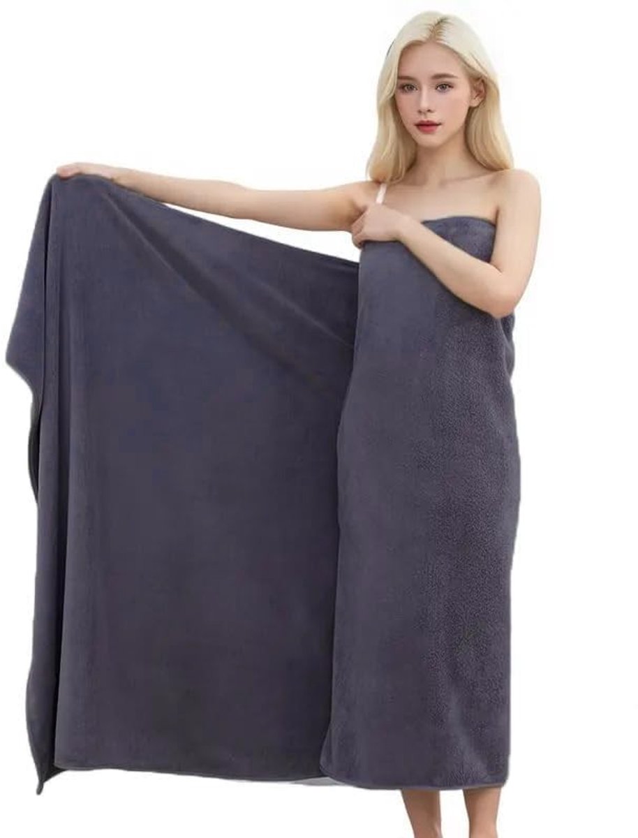 Omgoods - XXL Badhanddoek 100x200 cm - Sneldrogend Microvezel Donkergrijs