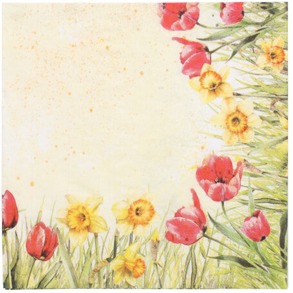 8x 50 Servetten 3-laags 1/4 vouw 40 cm x 40 cm Tulips & Daffodils