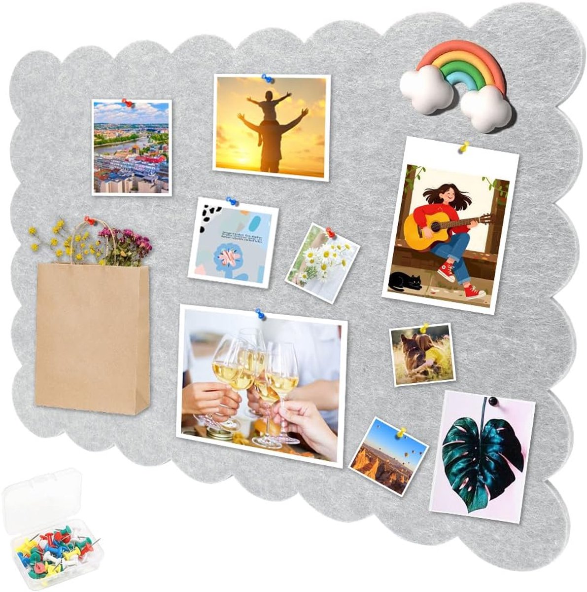 Vilt prikbord 60 x 40 cm - zelfklevend - decoratief vilt - perfect voor memo's en foto's - ShopVlot