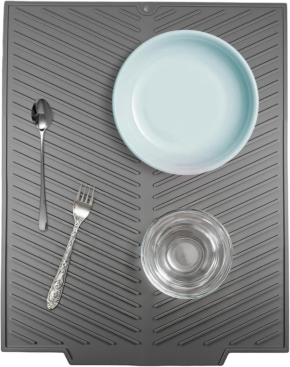 Afwasbakmat 42,5 x 31,5 cm - Silicone - Met afvoergroef - Voor effectieve waterafvoer - ShopVlot