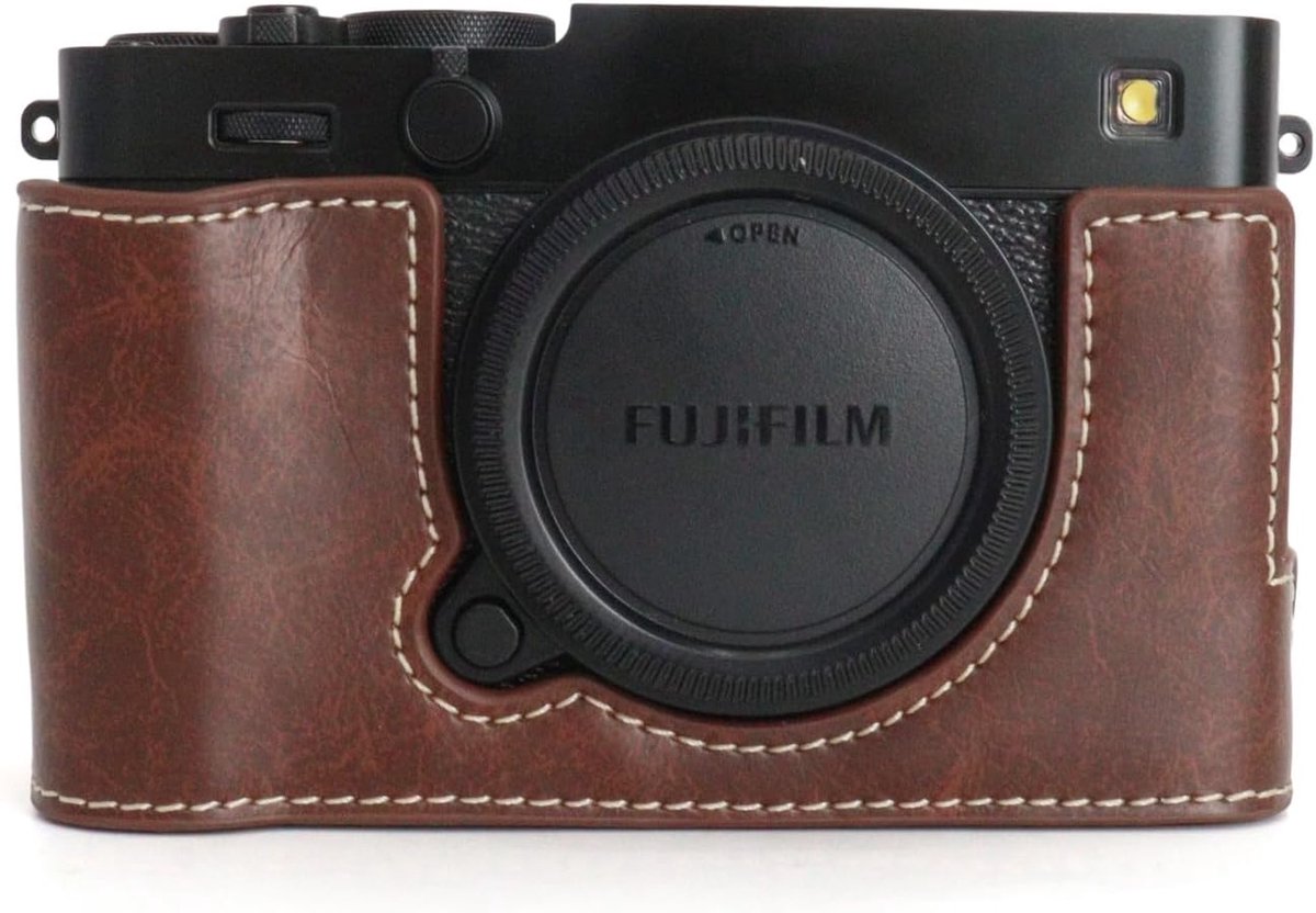 Camera case voor Fuji X-E5 - PU leren halfcase - met batterijcompartiment en handgreep - bescherming voor je camera - ShopVlot