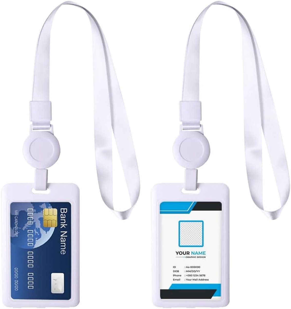 Pack of 2 ID Card Holder Retractable with Cord for Office Workers ID Card Holder Office Student Exhibition Bus - ShopVlot