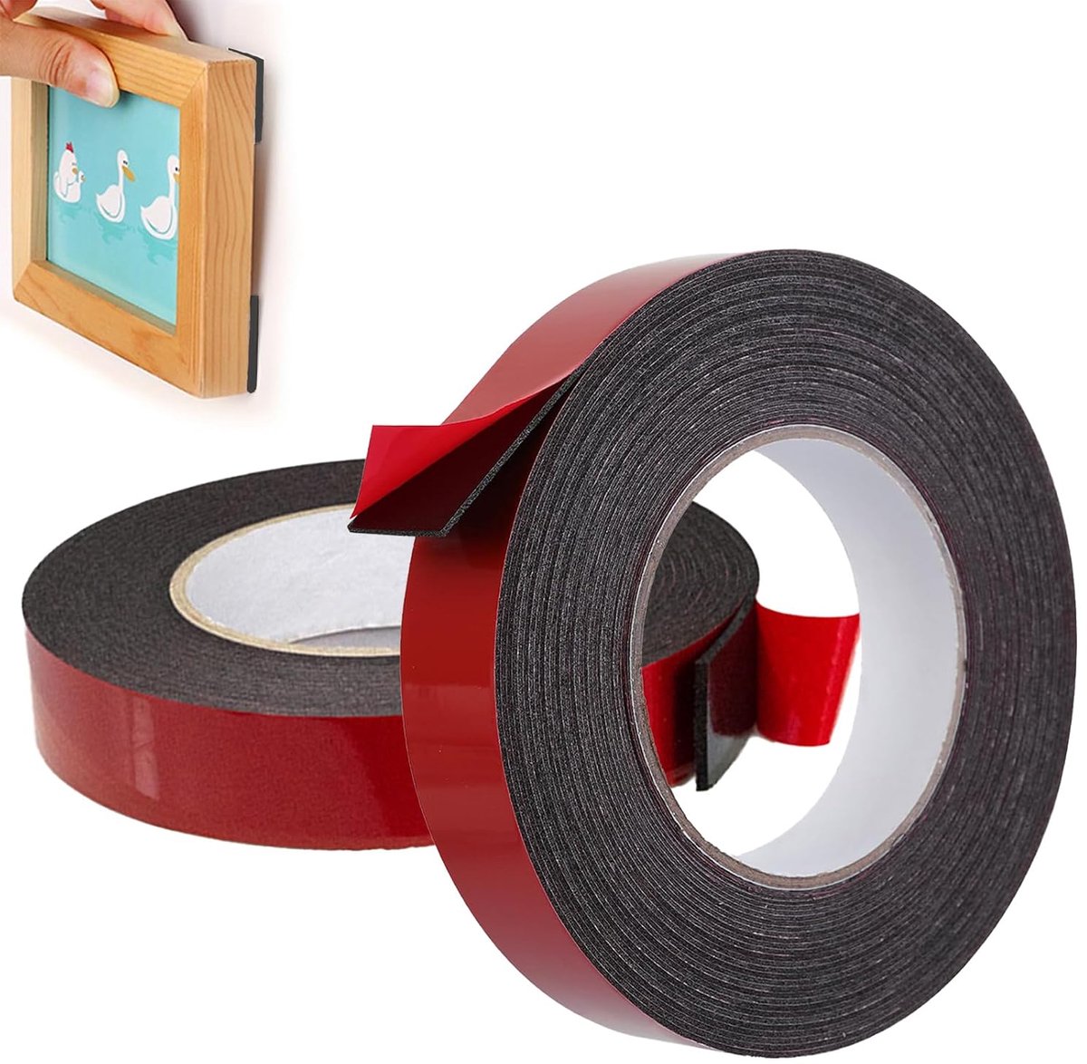 SnelShoppen - Pack van 2 Dubbelzijdige Plakband 10 m x 1,5 cm, Foam Tape, Extra Sterk Waterdicht, Multifunctionele Montage Tape voor Thuis, Kantoor, C