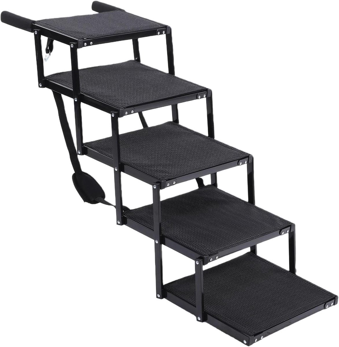 Hondentrap - Huisdierladder - Makkelijke Autotoegang - Opvouwbaar Aluminium Frame - Verstelbaar 25 Inch - Grijs