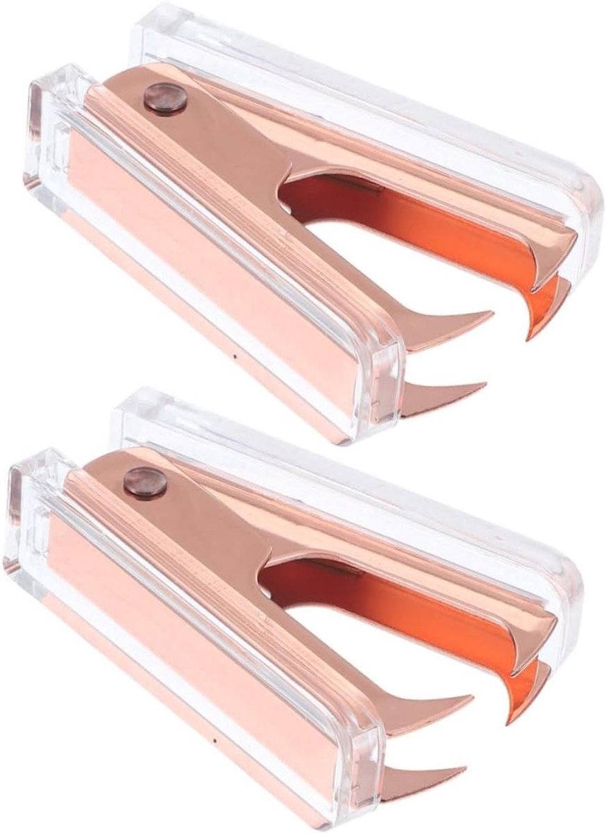 Nietjesverwijderaar Set - Ontnieter Nietjestrekker - Documenten Organiseren - Arbeidsbesparend Ontwerp - 6 x 4.3 x 1.5 cm - Roségoud Marmerpatroon