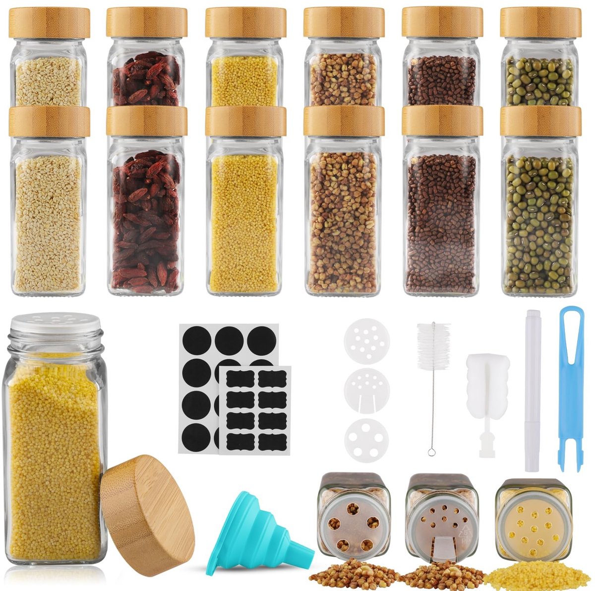 Omgoods - Specerij Jars met Schuddeksel, Set van 12, 120 ml
