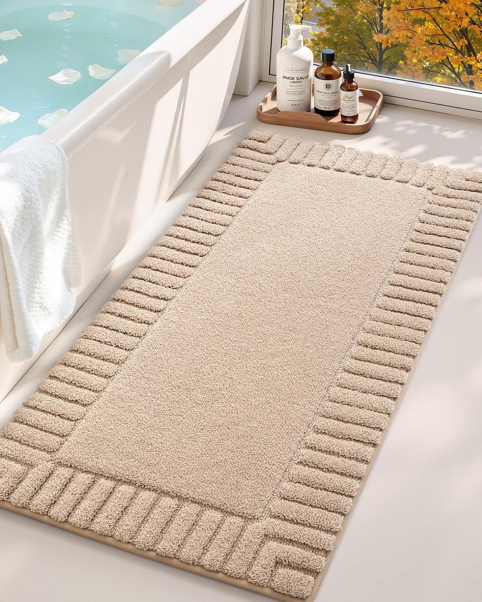 Omgoods - Lange Antislip Badmat 60 x 110 cm Absorberend Wasbaar Microfiber