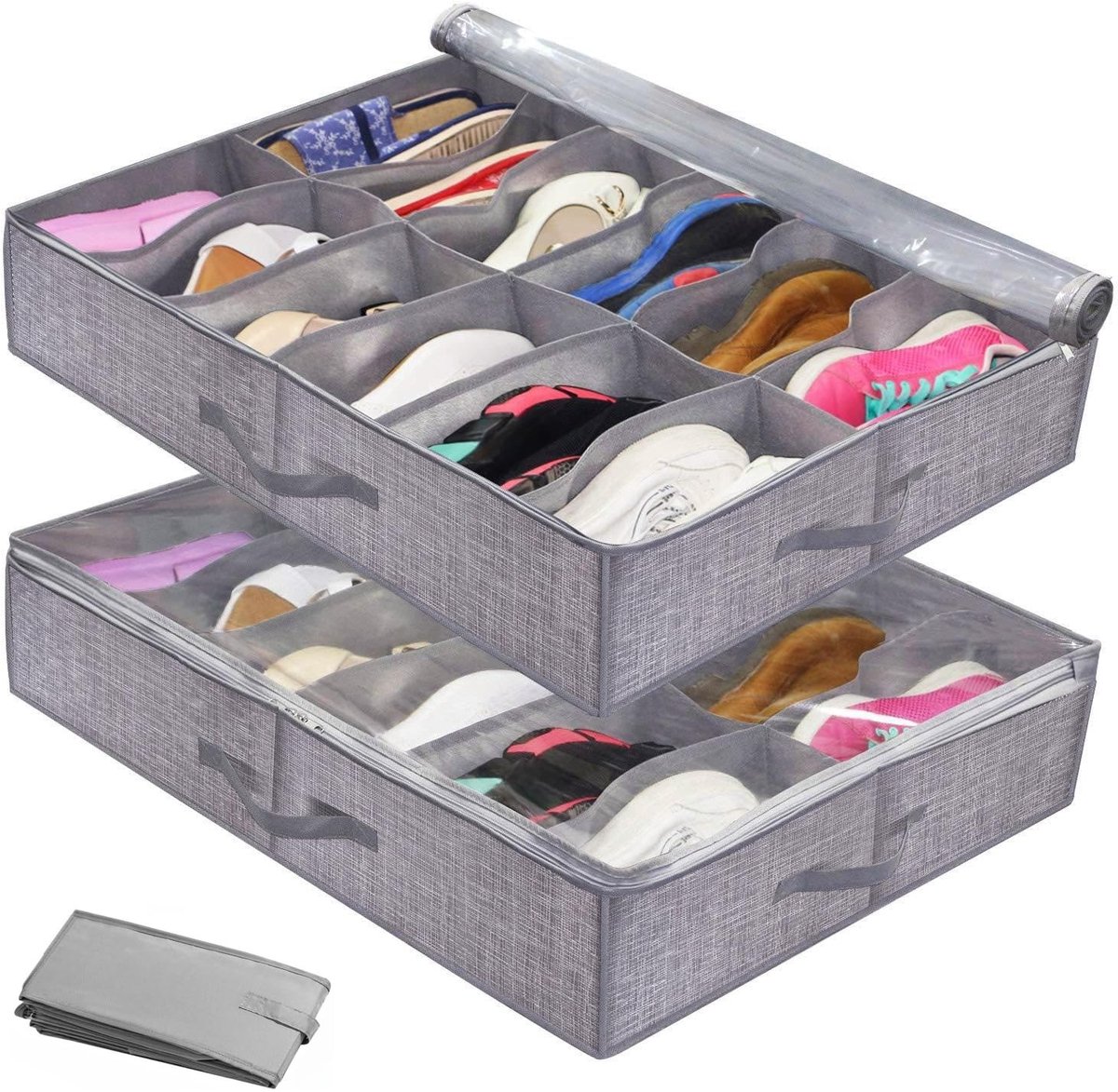 Omgoods - Set van 2 Opbergdozen voor Onder Bed met 24 Compartimenten