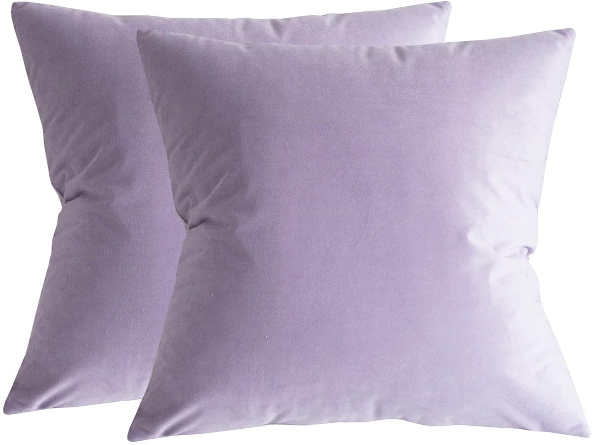 Omgoods - Set van 2 Fluwelen Kussenhoezen Vierkant 45 x 45 cm Taro Paars