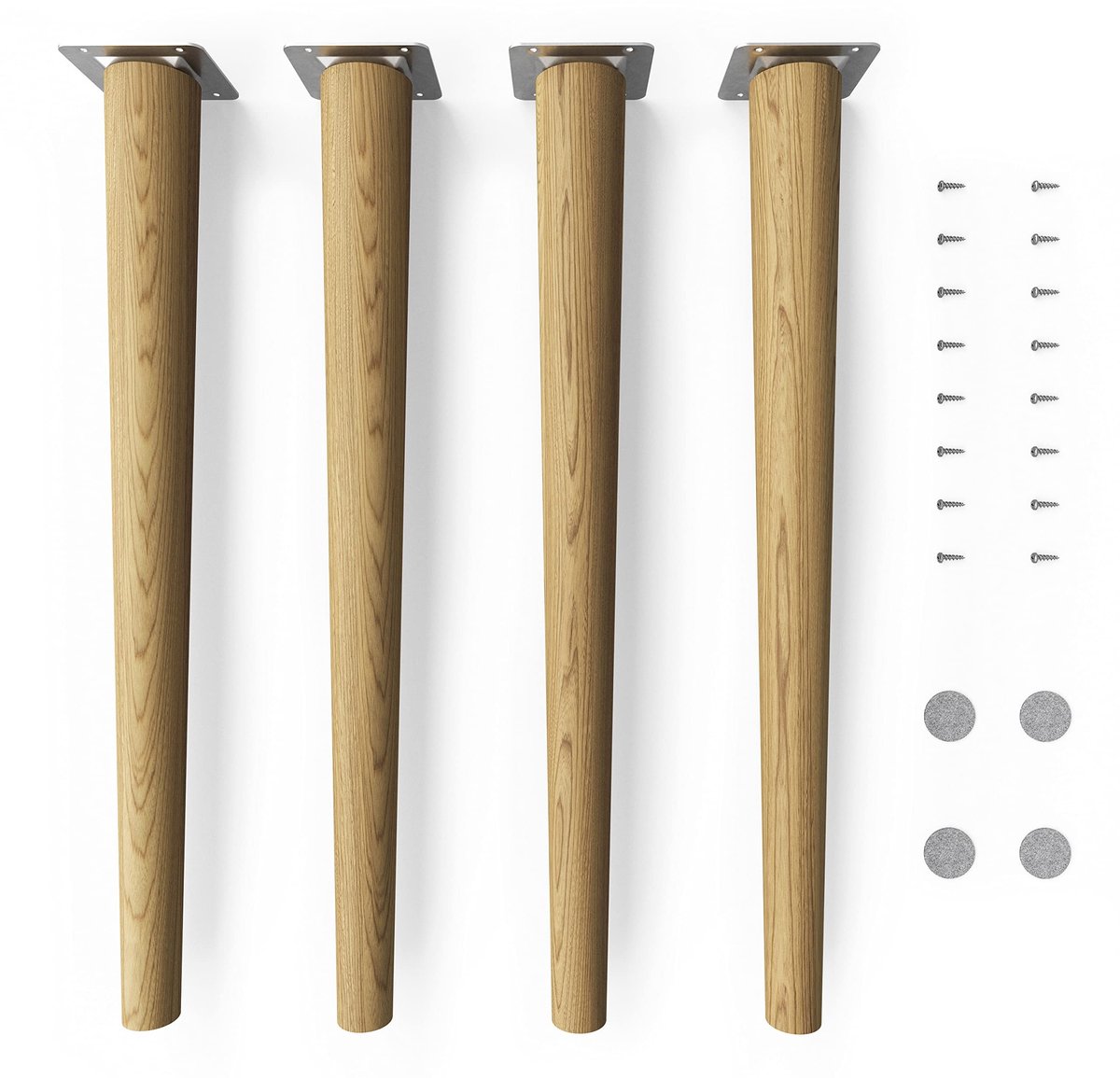 Omgoods - Set van 4 Houten Meubelpoten Clif Round 45 cm