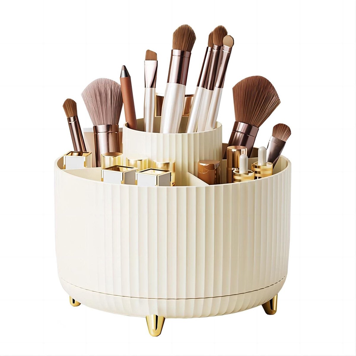 Omgoods - 360° Draaiende Make-up Borstelhouder met 5 Vakken