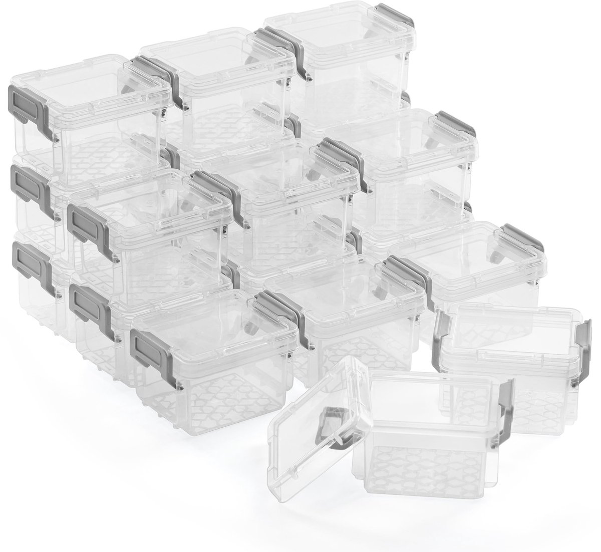 Omgoods- Opslagdoos 20 Stuks - Stapelbare Mini Organizer - Kunstbenodigdheden/Hardware - Plastic met Deksel - 9 x 7 x 5 cm - Duurzaam - Opbergdozen