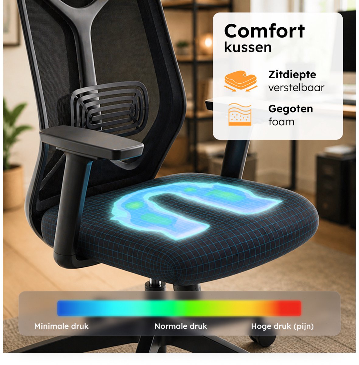 Onebird Ergonomische Bureaustoel - Gaming Chair - Zwart - afbeelding 3
