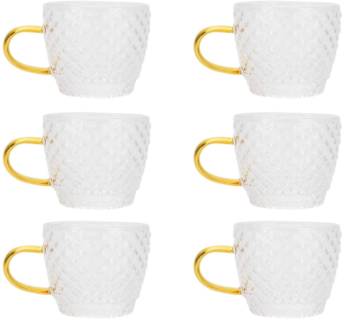 Omgoods- Glazen Koffiekop - Set van 6 - Hoogwaardig Borosilicaatglas - Isolerende Drinkglazen - Koffiemok voor Latte/Thee - 6,5x5,5 cm - Theekop