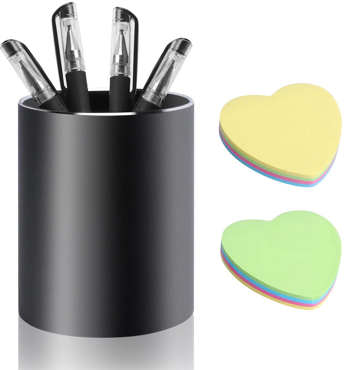 Omgoods - Aluminium Pennenhouder met Notepad, Zwart